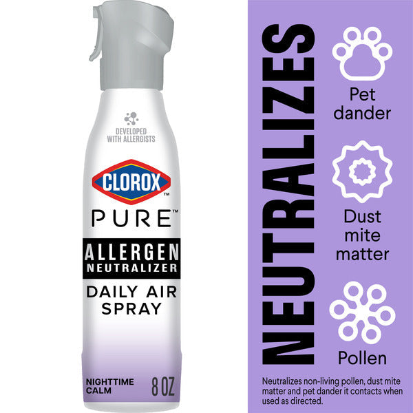 Clorox PURE Neutralisateur d'allergènes Spray d'air quotidien, Calme nocturne