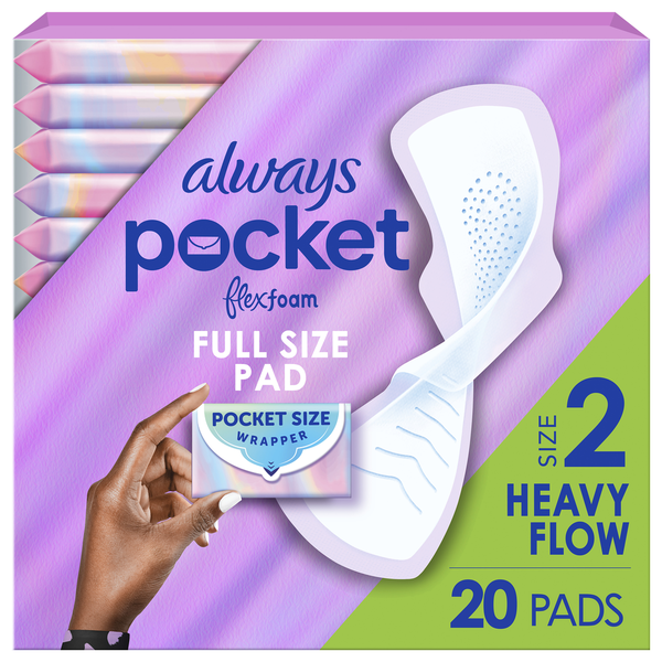 Always Pocket FlexFoam Pads, Size 2, Heavy Flow, Wings
