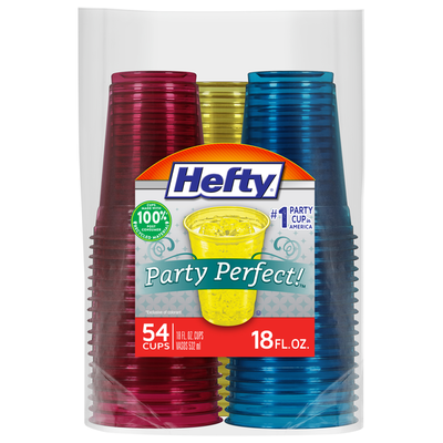 Hefty Plastic Party Tumblers - 18 Fluid Ounce