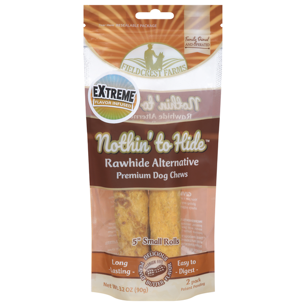Fieldcrest Farms Nothin' to Hide Dog Chews - Peanut Butter Flavor, 2 Pack