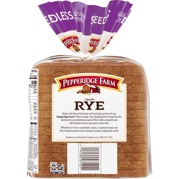 Pan de centeno judío sin semillas de Pepperidge Farm