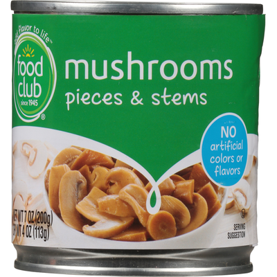 Food Club Mushrooms, Pieces & Stems