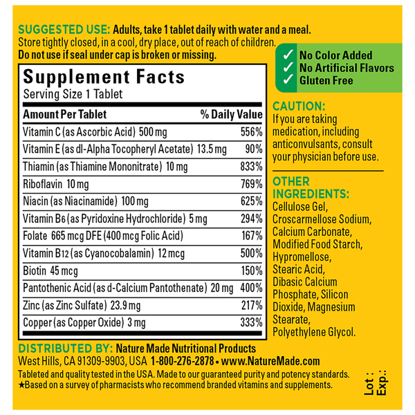 Nature Made Stress B-Complex with Vitamin C & Zinc Tablets