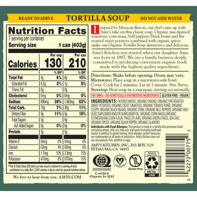 Soupe Tortilla Bio d'Amy's Kitchen