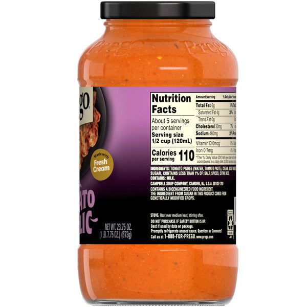 Sauce pour pâtes crémeuse à la tomate Prego avec ail