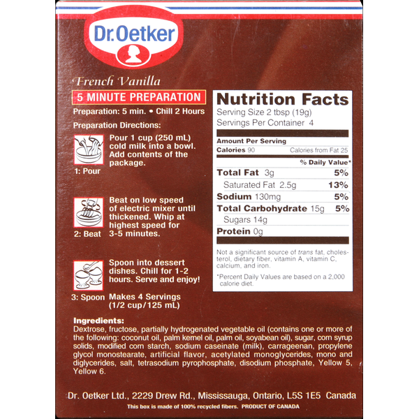 Mezcla de Mousse de Vainilla Francesa Premium de Dr. Oetker