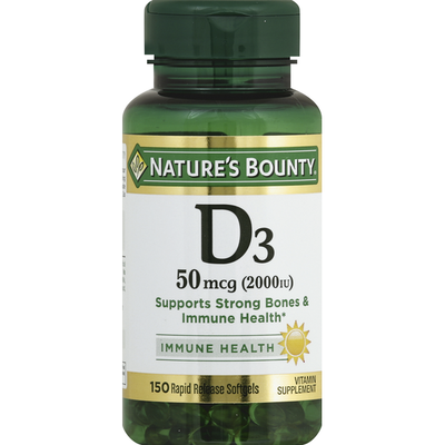 Vitamin D3 de Nature's Bounty, 50 mcg, Cápsulas de Liberación Rápida