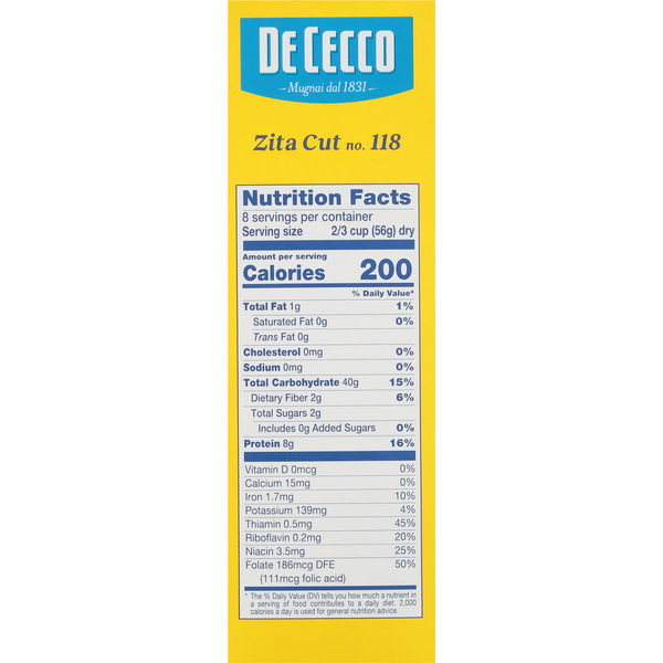 Pasta De Cecco Zita Cortada, No. 118 - Calidad Premium