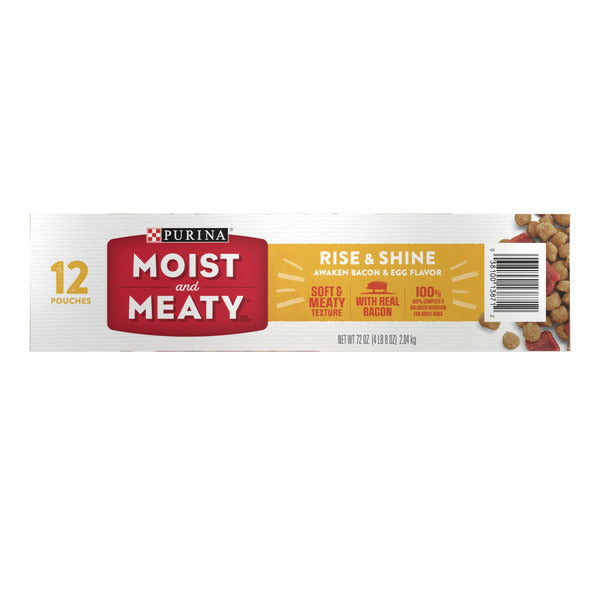 Purina Moist & Meaty Rise and Shine Saveur Bacon et Oeuf Poches de Nourriture pour Chiens