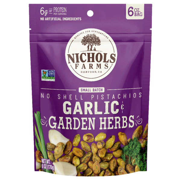 Nichols Farms No Shell Pistachios with Garlic & Garden Herbs