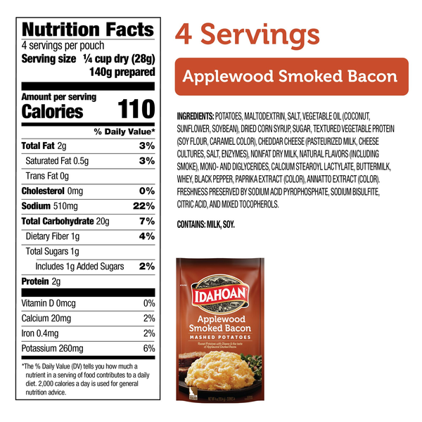 Purée de pommes de terre au bacon fumé au bois de pommier Idahoan, sachet de 113 g