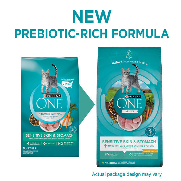 Purina ONE Comida Seca Natural para Gatos, Fórmula para Piel y Estómago Sensibles
