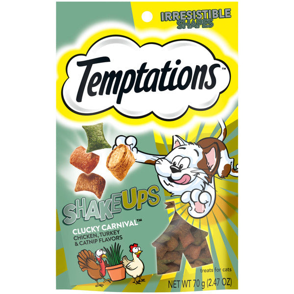TEMPTATIONS Shakeups Crunchy and Soft Cat Treats - Clucky Carnival Flavor