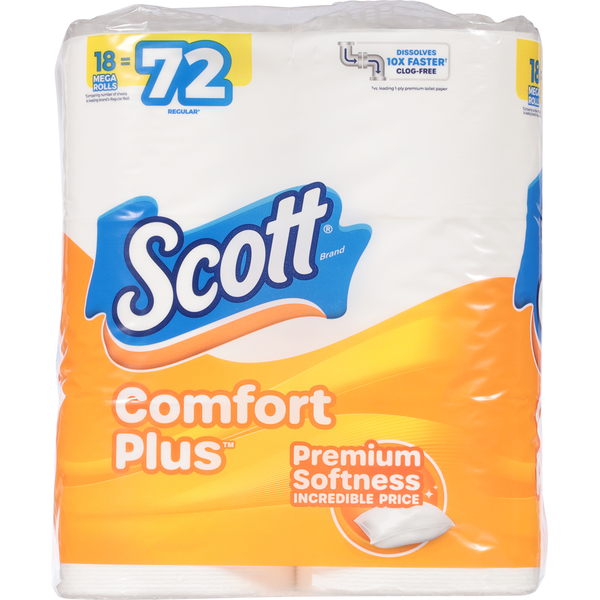 Papier toilette méga rouleaux non parfumé Scott Comfort Plus à une épaisseur