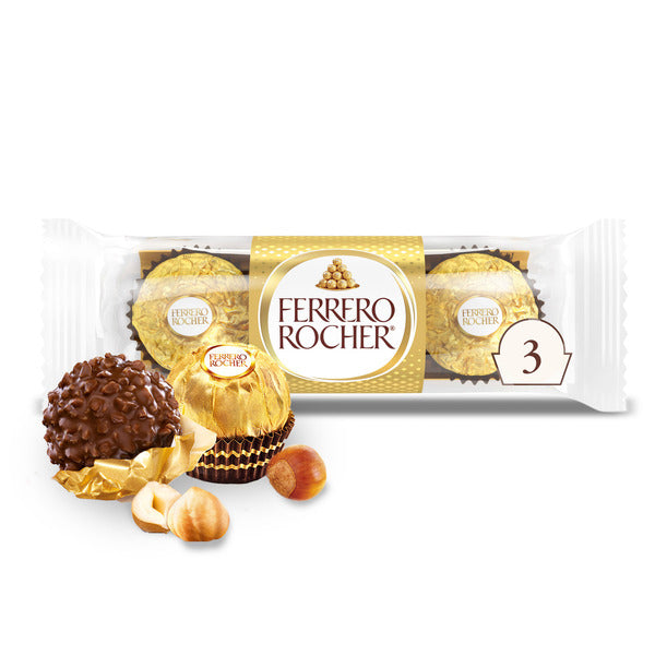 Ferrero Rocher Chocolat au lait aux noisettes gourmet - 3 emballés individuellement