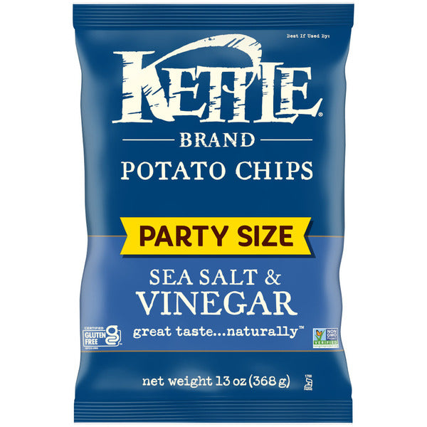 Kettle Brand Party Size Papas Fritas con Sal Marina y Vinagre