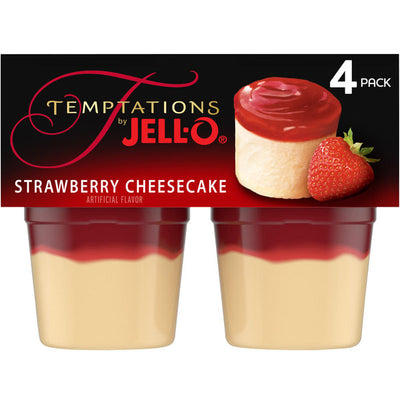 Tazas de Snack de Cheesecake de Fresa Jell-O Listas para Comer