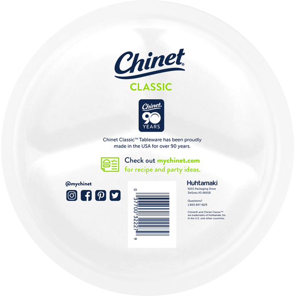 Chinet Classic Compartment Plates - 10.375 Inch