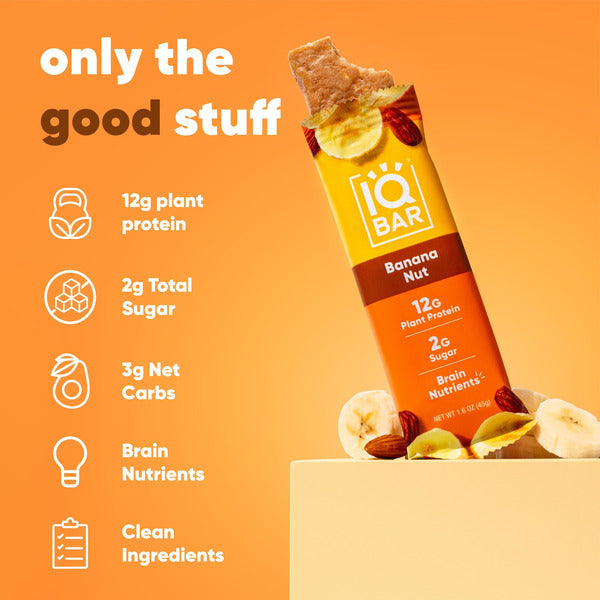 IQBAR Barra de Proteína de Plátano y Nueces - Keto y Vegana