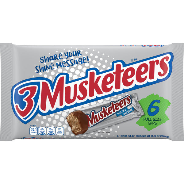 Barras de Chocolate con Leche 3 Musketeers - Paquete a Granel de Tamaño Completo