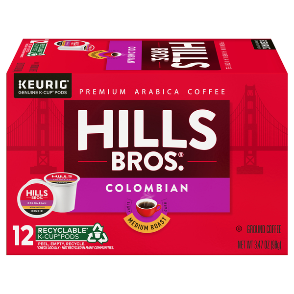 Cápsulas de café colombiano de tueste medio premium Arabica de Hills Bros.