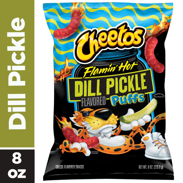 Cheetos Puffs Snacks de Queso Flamin Hot Pepinillo Agrio