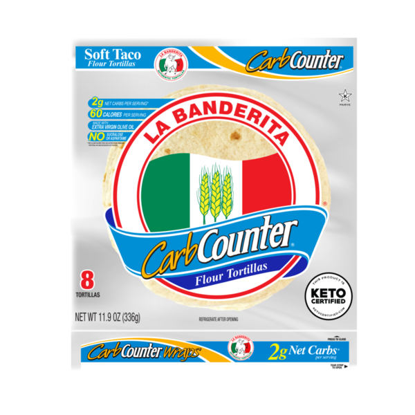 La Banderita Carb Counter Tortillas de Harina de 8" - Certificadas Keto