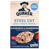 Avena Cortada Rápida Quaker con Arándanos y Arándanos Rojos