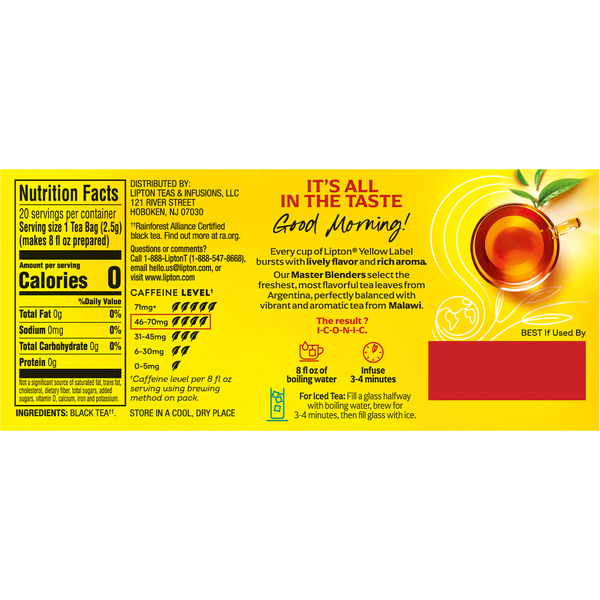 Lipton Yellow Label Thé Noir - Expérience de Saveur Premium