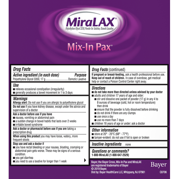 MiraLAX Osmotic Laxative Powder - Unflavored