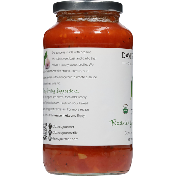 Sauce à Pâtes Bio de Dave - Ail Rôti & Basilic Doux
