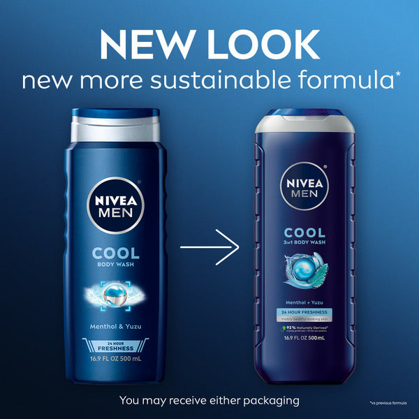 NIVEA Men Cool 3-in-1 Body Wash with Menthol & Yuzu