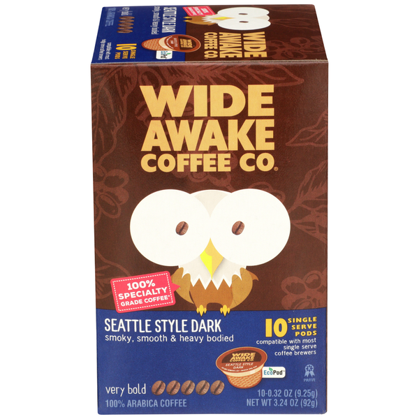 Wide Awake Very Bold Roast Seattle Style Dark Coffee Pods
