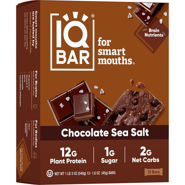 Barras de Proteína IQBAR de Chocolate y Sal Marina - Keto y Veganas