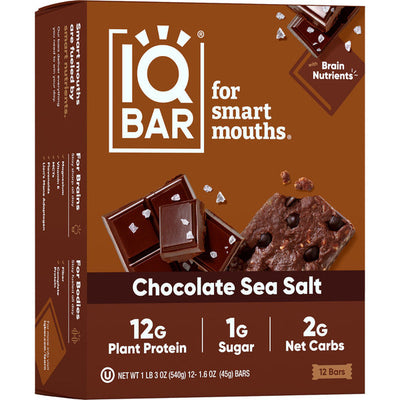 Barras de Proteína IQBAR de Chocolate y Sal Marina - Keto y Veganas