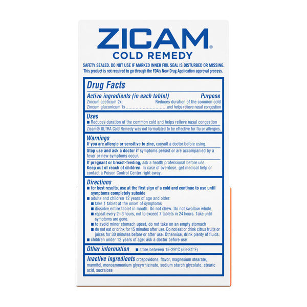 Zicam Zinc Cold Remedy Ultra Rapidmelts - Sabor a Cereza