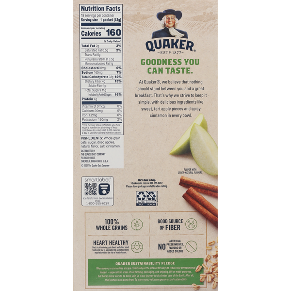 Avena Instantánea Quaker, Manzanas y Canela - Paquete