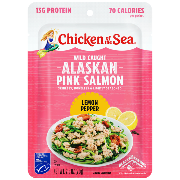 Paquete de Salmón Rosa de Alaska Capturado en Libertad de Chicken of the Sea, Limón y Pimienta