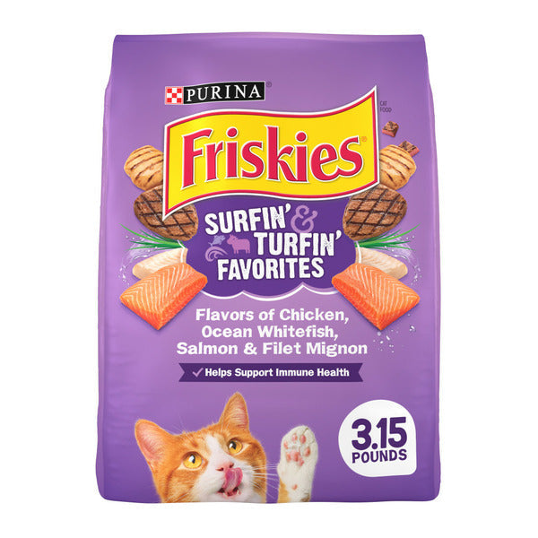 Purina Friskies Comida Seca para Gatos, Favoritos de Surf y Tierra