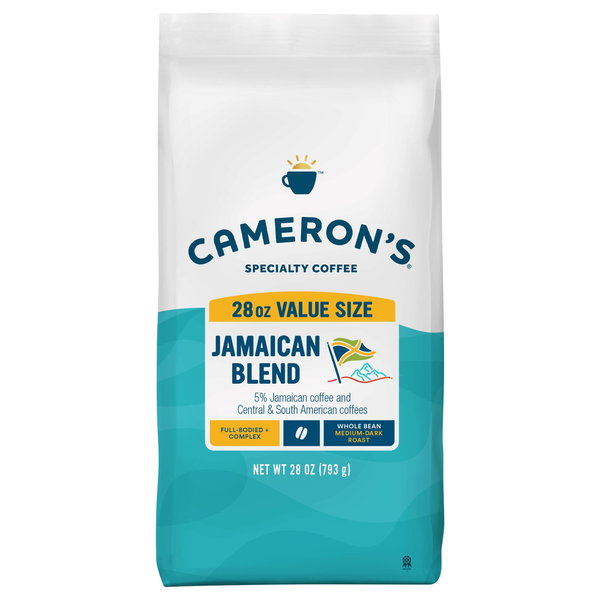 Mélange de café jamaïcain de Cameron's Coffee, torréfaction moyenne-foncée, grains entiers