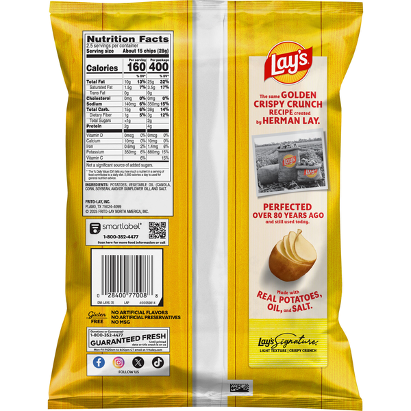Chips de pomme de terre classiques Lay's - Délice croustillant
