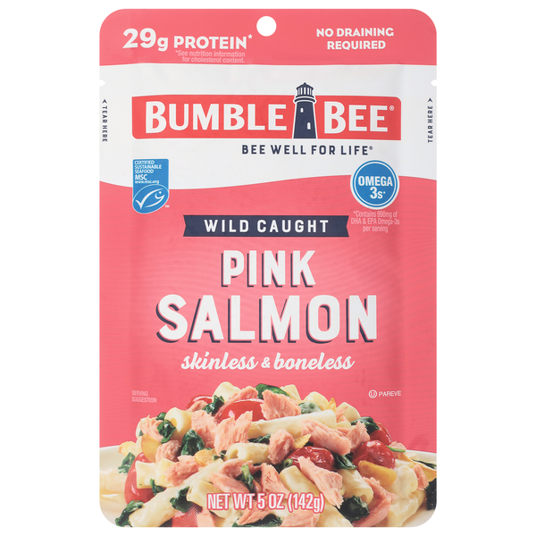 Saumon rose sans peau et sans arêtes Bumble Bee pêché à l'état sauvage