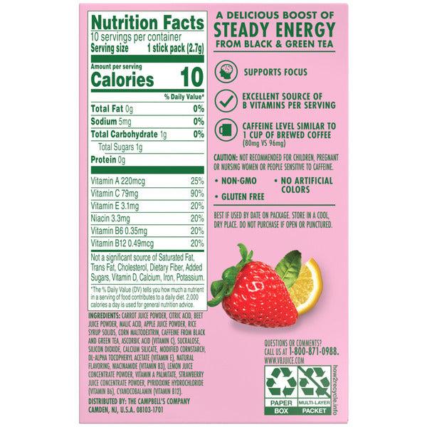 Poudre de citronnade à la fraise V8 Energy