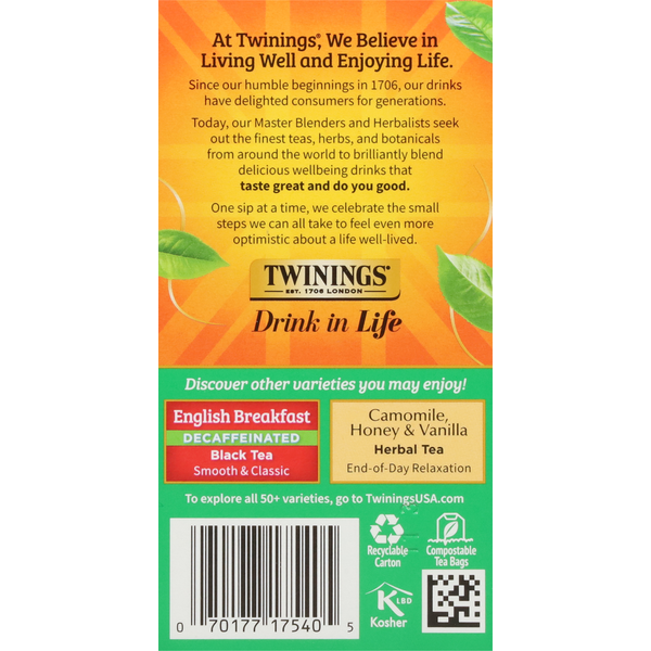 Bolsitas de té negro descafeinado Twinings Irish Breakfast