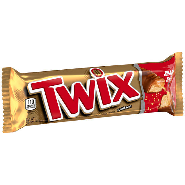 Barre de chocolat au lait TWIX avec caramel et biscuit - Taille à partager