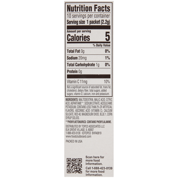 Food Club +H2O To Go! Grape Low Calorie Drink Mix