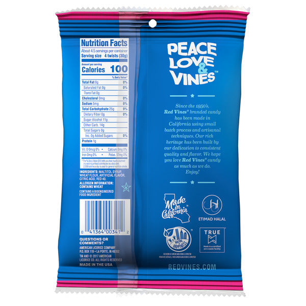 Red Vines Sugar Free Twists - Strawberry Licorice Candy