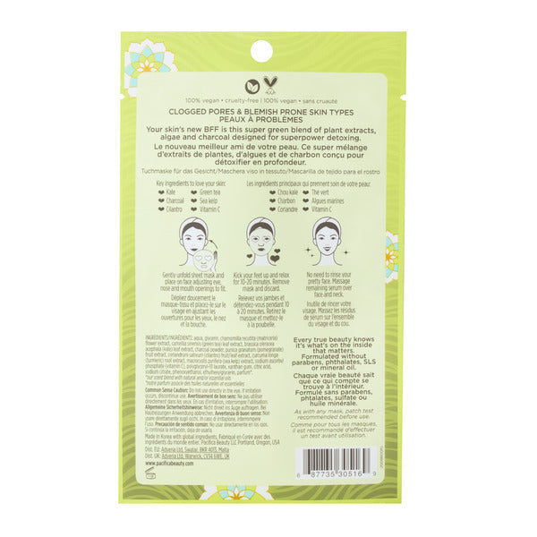 Mascarilla Facial de Hoja Detox Super Verde de Pacifica - Vegana