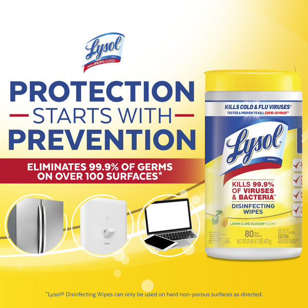 Lingettes antibactériennes multi-surfaces Lysol - Fleur de citron et de lime