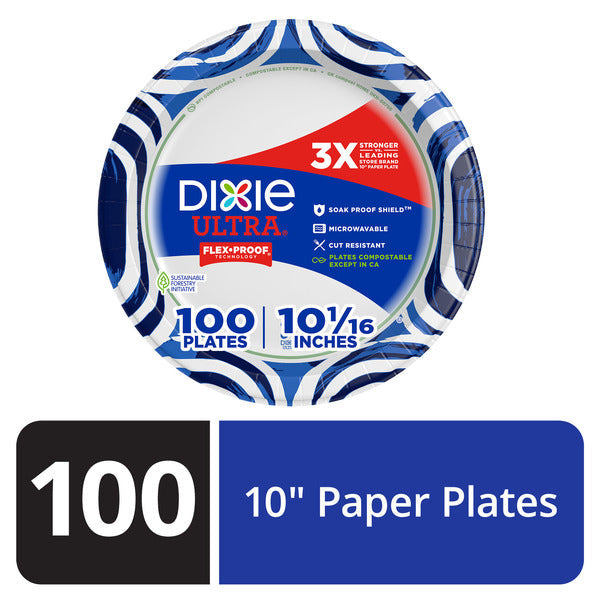 DIXIE 10 Inch Paper Dinner Plates - Stylish & Convenient